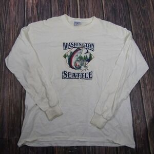 Vintage All Sport Washington Seattle Shirt Mens 2XL White Fish Graphic Tee